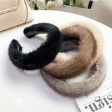 Popxstar Hot Sale Women Luxury winter 100% Real Mink Fur Headbands High Quality Real Fur Hair Band Lady Fashion Hair Hoop Furry Gift