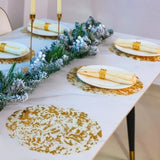 Popxstar 20pcs Gold Round Foil Table Mat Table Place Mats Tea Dining Tableware Mats Pads Wedding Birthday Home Party Table Decoration