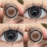 Popxstar 2PCS Myopia Colored Contact Circular Lenses Degree -0.00 to -8.00 Black Eyes Beauty Pupil Brown Makeup Lens