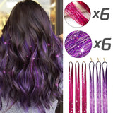 Popxstar 12pcs Glitter Sparkling Shinny Fairy Hair Accessories Tinsel Hair Extension for Women and Girls for Christmas New Year Halloween