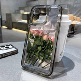 Popxstar Rose Flower Phone Case For iPhone 14 Pro Case for iPhone 11 16 Pro 13 12 15 Pro Max XR XS X 7 8 SE Soft Shockproof Clear Cover