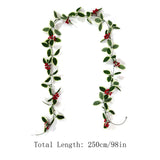 Popxstar New 8feet Red Berry Christmas Garland Flexible Artificial Berry Garland For Winter Christmas New Year Holiday Decor