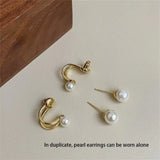 Popxstar New Fashion Stud Earrings For Women Girl Love Heart Pearl Drop Earrings Sweet Simple Earrings Jewelry Accessories Party Gift