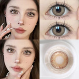 Popxstar 1Pair Green Colour Contacts Lenses Natural Blue Gray Eye Myopia Lenses Beauty Pupil Brown Lenses Makeup