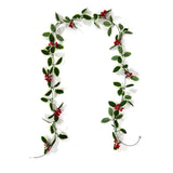 Popxstar New 8feet Red Berry Christmas Garland Flexible Artificial Berry Garland For Winter Christmas New Year Holiday Decor