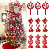 Popxstar 6pcs Christmas Lollipop Candy Cane Pendant Xmas Tree Hanging Ball Ornaments Christmas Decorations for Home New Year Gift