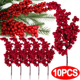 Popxstar Artificial Red Berry Flowers Bouquet Fake Plant for Home Vase Decor Xmas Tree Ornaments New Year Party Christmas Decoration