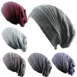 Popxstar Men and Women Hat Mixed Color Cotton Striped Hip Hop Winter Warm Hat Scarf Beanies Knit Long Loose Hat Gorro Headdress