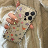 Popxstar Cartoon Stylish Colorful Stars Cute Phone Case For iPhone 16 15 14 13 12 11 Pro Max X XR XS MAX 7 8 Plus Mini Y2k Girl Cover