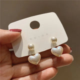 Popxstar Imitation Pearl Earrings For Women Heart Round Stud Earrings Elegant Love Ear Stud Party Wedding Jewelry Valantine Day Gifts