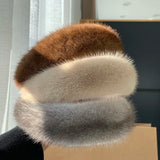 Popxstar Hot Sale Women Luxury winter 100% Real Mink Fur Headbands High Quality Real Fur Hair Band Lady Fashion Hair Hoop Furry Gift