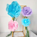 Popxstar 1PC Large Rose PE Foam Flowers Flat Bottom Giant Flowers Wall Wedding Background DIY Party Faux Flower Decor Fake Flore Heads