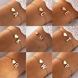 Popxstar 26 English Initial Letter Bracelets for Lovers Women Men DIY Personalized Name Alloy Heart-shaped Bracelets Jewelry Anniversary