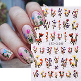 Popxstar Flowers 3D Nail Stickers Purple Pink Tulip Leaf Spring Summer Nail Art Decals Adhesive Slider for Nail Decoration Foils Tattoo