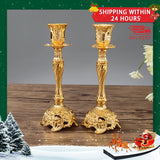 Popxstar 2Pcs Gold Silver Candle Holder Europe Wedding Metal Candle Stand God Candlesticks Metal Antiques Table Home Decoration