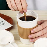 Popxstar 450ML Coffee Cups With Lids Wheat Straw Reusable Portable Coffee Cup Dishwasher Safe Coffee Mug Coffee Tea Travel Cups