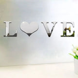 Popxstar 4pcs Letter Wall Stickers Letters Love Mirror Tiles Wall Sticker Self-Adhesive Wall Decal Art Wallpapers Wall Home Room Decor