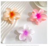 Popxstar Gradient Large Flower Acrylic Hair Clip For Women Sweet Hair Claws Crab Clamp Barrettes Hawaiian Headwear Accessories