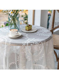 Popxstar Lace Table Cloth Retro Mesh Tablecloth White Rectangle Table Cover Wedding Party Decor Picnic Cloth Background Cloth