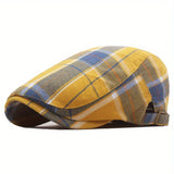 Popxstar Men's Plaid Pattern Flat Cap Newsboy Hat Women Beret Cabbie Gatsby Cap