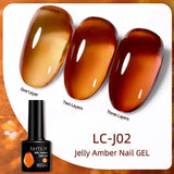 Popxstar 7ML Translucent Jelly Amber Gel Nail Polish Nude Color Semi Permanent Soak Off UV Nail Arts Manicure DIY Varnish Design