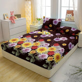 Popxstar Simple Modern Plant Flower Printed Matte Fitted Sheet, Bedroom Printed Bed Cover, Bedding (Excluding Pillowcases)