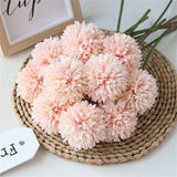 Popxstar spring decor 5pcs Artificial Dandelion Flowers, Fake Hydrangea Bridal Wedding Bouquet, Home Garden Party Wedding Decor, Winter Christmas Home