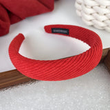 Popxstar Red Knitting Wool Headband for Women Girl Wide Side Sponge Hair Hoop Christmas Decorate Hair Band New Year Hair Accessories