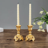 Popxstar 2Pcs Gold Silver Candle Holder Europe Wedding Metal Candle Stand God Candlesticks Metal Antiques Table Home Decoration