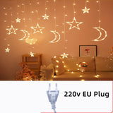 Popxstar Christmas Decoration LED Star Lamp Festoon Curtain Garland Fairy String Lights Outdoor For Holiday Party 2025 New Year Decor