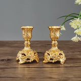 Popxstar 2Pcs Gold Silver Candle Holder Europe Wedding Metal Candle Stand God Candlesticks Metal Antiques Table Home Decoration