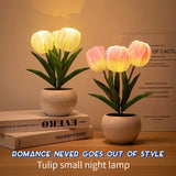 Popxstar cabin weekend inspo Tulip Table Lamp LED Bedside Lamp Simulation Flower Bouquet Bedroom Bedside Romantic Atmosphere Birthday Gift Home Decoration