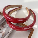 Popxstar Christmas Hair Accessories Fashion Red Glossy Leather Sponge Headbands Womans Retro Temperament Hair Hoop Female Party Hair Band