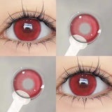 Popxstar 1Pair Red Colour Contacts Lenses Prescription Myopia Halloween Red Eye Lenses Beauty Pupil Makeup Lenses