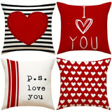 Popxstar Valentine's Day Decoration Pillowcase Romantic Sweet Home Room Decoration Love Pattern Printing Sofa Cushion Cover