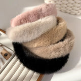 Popxstar Winter New Thick Plush Headbands Furry Wide Hair Band For Woman Temperament Elegant Hair Hoop Female Fashion Hair Accessories