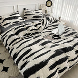 Popxstar Zebra-stripe Bedding Set Boys Girls Twin Queen Size Duvet Cover Flat Sheet Pillowcase Bed Linens Kids Adult Fashion Home Textile