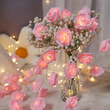 Popxstar 10LED Valentine's Day Rose String Lights Flower Garland Fairy Light Romantic Gift Valentine Anniversary Wedding Party Decoration