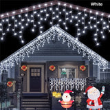 Popxstar NEW Christmas Decorations Lights Solar Icicle Curtain Lights 8 Modes Outdoor Waterproof Garden Party New Year Decoration