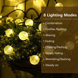 Popxstar Solar Crystal Globe LED String Lights 60 LED 8 Lighting Modes IP65 Fairy Light Christmas Garland For Garden Party Decor 1pc/2pcs