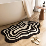 Popxstar Anti-slip Bathroom Carpet Absorbent Diatom Mud Floor Mat Shower Mats Black White Zebra Pattern Home Decoration Rug for Toilet