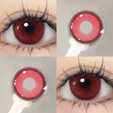 Popxstar 1Pair Red Colour Contacts Lenses Prescription Myopia Halloween Red Eye Lenses Beauty Pupil Makeup Lenses