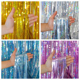 Popxstar 4/2/1Pack Gold Foil Curtain Fringe Pink For Backdrop Party Back Drop Photo Booth Wedding Graduations Birthday Christmas Event