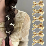 Popxstar 6 Pieces of Women's New Golden Bow Mini Hairpins, Sweet and Cool Girl Bangs Hairpins and Hair Accessories