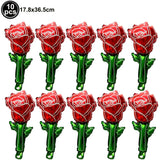 Popxstar Large Valentine's Day Red Rose Balloons Rose Flower Shape Foil Balloons Mother's Day Valentine's Day Gift Decorations Balloon