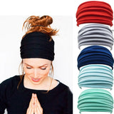 Popxstar Solid Color Women Wide Sports Fold Hairband Yoga Non slip Stretch Headband Elastic Running Turban Running Headwrap Hair Band