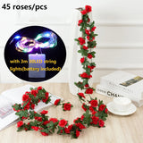 Popxstar spring decor 2.5m Artificial Flowers Rose Vine DIY Fake Plants Flower Spring Autumn Garden Arch Christmas Rattan Wedding Home Room Decoration