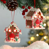 Popxstar Christmas Theme LED Pendant Snowman Gingerbread Santa Claus Light House Soft Pottery Hanging Tree Home New Year Party Decoration