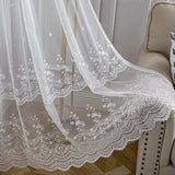 Popxstar Embroidery Sheer Tulle Curtains for Living Room Transparent White Voile Sheer Curtain Window Drape Custom Size