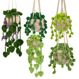 Crochet Hanging Plant Kit With Instruction Easy Hand Knitting Yarn Ball Thread Needles Hooks Knit Tools Accessories Set